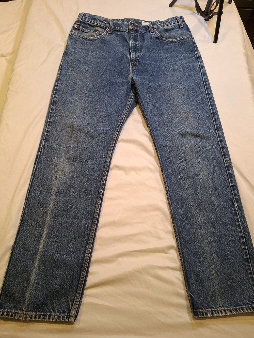 Vintage 90s Levi's 505 Regular Fit Straight Leg Jeans 38x32 Stonewash Denim